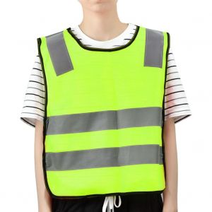 Gilet de securite reflechissant haute visibilite pour enfants, pour la marche nocturne (vert fluo) - Neuf