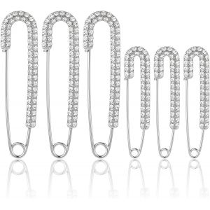 Kjdal-Lot De 6 Broches Pour Robe De Mariée,Broches Et Épingles Pour Femme-Avec Strass,Épingle À Nourrice Pour Robes,Pulls,Écharpes Et Jupes - Neuf