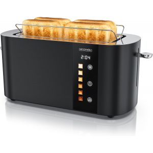 - Grille-Pain 2 Fentes Longues 4 Tranches, 1500 W U2013 Affichage Couleur Des Niveaux De Brunissage, &Eacute;cran Avec Minuterie, Commandes Tactiles, R&eacute;chauffe-Viennoiseries, Niveaux De Brunissage 1 &Agrave; 6 - Neuf