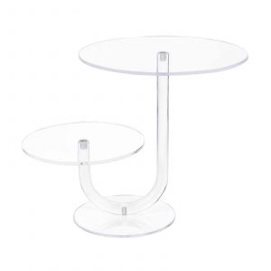 Presentoir a gateaux moderne en acrylique transparent a 2 niveaux pour presentation de gateaux, elegant presentoir a gateaux pour anniversaire de mariage - Neuf