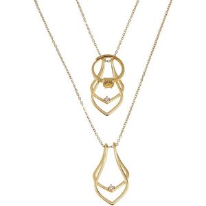 Kal-Collier Porte-Bagues Pendentif De Mariage Doré Collier Vintage Collier De Fiançailles Pendentif En Forme De Larme En Acier Titane Avec Boîte Cadeau Pour Femme Femme - Neuf