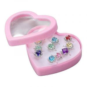 12 Pcs Garçons Vêtements Ensembles Bagues Filles Bagues Adolescents En Plastique Bijou Anneaux Diamant Bague Strass Anneaux En Plastique Pack Anneaux - Neuf