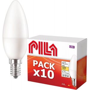 Paquet De 10 Ampoules Led À Culot Fin (E14), 4,9 W (= 40 W À Incandescence), 470 Lumens, Non Dimmable, Lumière Blanche Chaude (2700 K), Cri80, Durée De Vie De 15 000 H - Neuf