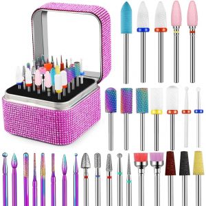 30 Pi&egrave;ces Embout Ponceuse Ongles Avec Porte-Embouts Strass, Forets &Agrave; Ongles Diamant C&eacute;ramique Carbure 3/32 Pouce Pour Soins Cuticules, Manucure & P&eacute;dicure Gel Acrylique &Agrave; Domicile Ou Salon - Neuf