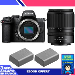 Boitier Nikon Z50 II + 18-140mm f/3.5-6.3 VR + 2 Nikon EN-EL25a + Ebook 'Devenez Un Super Photographe - Neuf