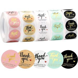 2500 Pi&egrave;ces Autocollants D'&eacute;tiquette De Remerciement, Merci Autocollants, Rouleau Autocollants Etiquette Merci Stickers, &Eacute;tiquettes En Rouleau Thank You For Supporting My Small Business 155 - Neuf