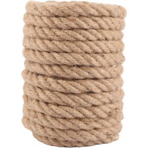 CHECARZHN--NO1-Corde En Chanvre 12 M - 20 Mm - Cordon Naturel Ø 20 Mm - Corde En Jute Décorative - Décoration De Jardin, Corde, Corde De Rampe, Corde De Bateau, Tir À La Corde, Corde De Barrière - Neuf