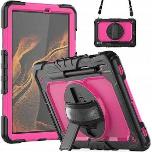 &Eacute;l&eacute;gant &Eacute;tui Renforc&eacute; Avec Support Rotatif Pour Samsung Galaxy Tab S7/8 - Rose - Neuf