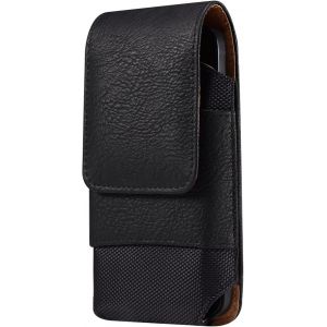 CAUC-Sac de Ceinture en Cuir pour T&eacute;l&eacute;phone Portable, Sacoche Homme Smartphone Noir, Multiples &Eacute;tui Ceinture en Cuir Sac Randonn&eacute;e Homme Housse de Transport Coque Poche Portefeuille avec Boucle de Ce - Neuf