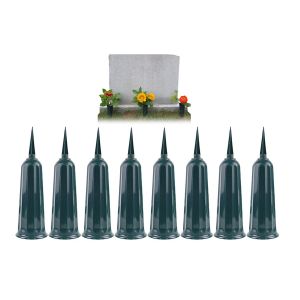 Ensemble de 8 vases de cimeti&egrave;re avec pointes pour la d&eacute;coration de tombes et les compositions florales - Neuf
