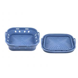 Plaque De Cuisson Carr&eacute;e En Silicone Pour Friteuse &Agrave; Air Chaud - R&eacute;utilisable - Bleue - Neuf