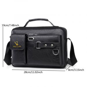 Sac à Main Vintage en Cuir PU pour Homme,Sacoche d'Affaires à Bandoulière à la Mode,2024 - Black - Neuf