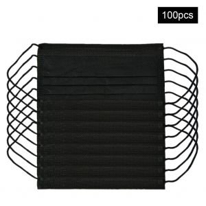 Lot de 100 masques buccaux jetables anti-poussiere, imprimes mignons (noir/sans motif) - Neuf