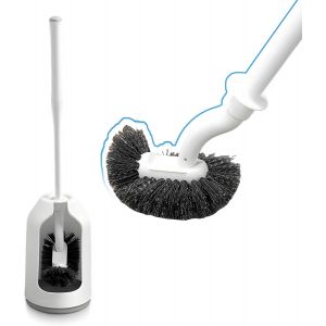 KAL-Brosse Wc, Ensemble De Brosse Et Support De Toilette,Brosse De Toilette Avec Nettoyant Pour Bords,Anti-Goutte,Antibact&eacute;rienne,Nettoyage En Profondeur Salle De Bain Et Wc - Neuf
