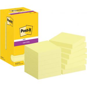 Notes Autocollantes Super Sticky,Pack De 12 Blocs,90 Feuilles Par Bloc,76 Mmx76 Mm,Jaune Pastel-Feuillets Super Adh&eacute;sifs Pour Prise De Notes,Listes De T&acirc;ches Et Rappels - Neuf