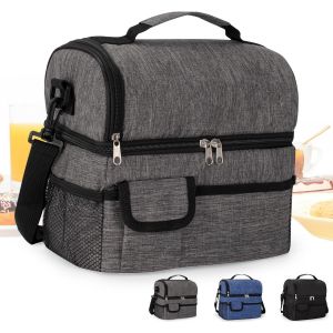 Sac Isotherme Repas Lunch Bag Sac D&eacute;jeuner Portable 10l Pour Pique-Nique/&Eacute;cole/Travail/Familie/Enfant/Hommes/Femmes-Feuilles Multicolore Bleu - Neuf