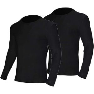 Jexnovashop-Lot De 2 Sous Vetement Thermique Homme Maillot De Corps &Agrave; Col Rond Manches Longues Hiver Sous-V&ecirc;tements Haut Chauds Ultra Doux Base Layer - Neuf