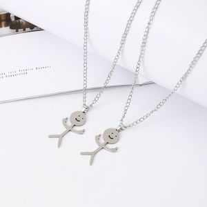 2 Collier D Amitie Pour 2 Filles Best Friend,Collier Bff Pour 2 Chaine Argent Femme,Doigt Du Milieu Smiley Collier Pendentif Pour Soeur Friend Cadeau Jeune Fille Anniversaire - Neuf