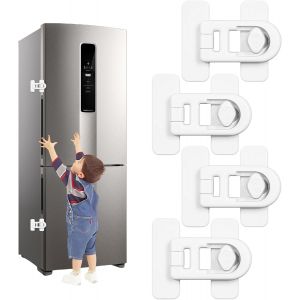 Kalanka-4 Pi&egrave;ces Securite Placard Enfant Securite Fenetre Enfant Serrure Frigo Pour Enfants Bloque Porte B&eacute;b&eacute; Avec Adh&eacute;sif Puissant Pour R&eacute;frig&eacute;rateur,Lave-Linge,Armoire,Fen&ecirc;tre(Blanc) - Neuf
