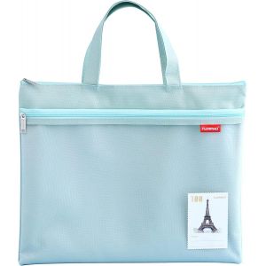 Eryi-Porte-Documents A4 Avec Fermeture Éclair - Sac De Transport En Nylon - Sac En Maille - Étanche - Double Fermeture Éclair - Petites Étiquettes - Étudiant - Bureau - Fournitures De Voyage - Vert - Neuf