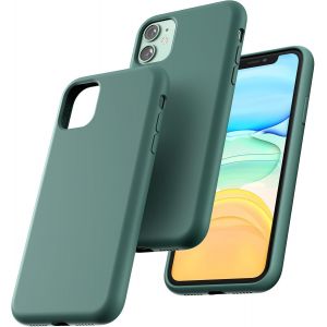 Store-Coque Pour Iphone 11,Doublure Douce En Tissu Microfibre,Anti-Choc,Anti-Rayures,Coque En Silicone Pour Iphone 11 6,1 Pouces,Vert Minuit - Neuf