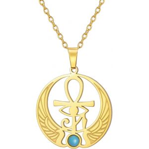 Trahoo-Ankh Croix Oeil D'horus Pierres Précieuses Collier Clé De Vie Scarabée Pendentif Déesse Égyptienne Isis Collier Ancien Égyptien Protection Amulette Bijoux Religieux Pour Femmes Hommes - Neuf