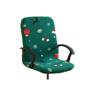 Housse de chaise de bureau extensible de No&euml;l - Vert - Taille S - Convient aux chaises d'ordinateur &agrave; dossier haut - Amovible et lavable - Neuf