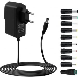 Adaptateur Secteur 12v 1a, Adaptateur Alimentation Universelle Avec 10 Prises Dc Pour L'électronique, Transformateur D'alimentation Pour Bande Lumineuse, Routeur, Tv Box, Caméra, Tablette, Scanner - Neuf