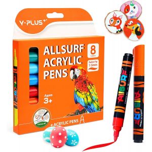 Jexnovashop-Marqueurs Ensemble De Feutres Acryliques, Marqueur De Peinture Acrylique Pour Coloriage, Feutre De Dessin, Marker Acrylique &iquest; 8 Couleurs - Neuf