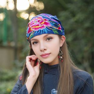 Turban Chapeau Rétro Style Ethnique Broderie Avec Bande Élastique Casquette De Chimiothérapie Taille Unique Foulard Quotidien Pour Patients De Chimiothérapie Alopécie Bandana Headwrap-Bande Rouge - Neuf