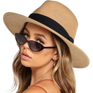 Kalanka-Casquette Visière En Paille Chapeau De Soleil Panama Femme Panama Hat Respirant Sun Hat Casquette Anti Uv Casquette Visière Pour Plages, Vacances, Shopping - Neuf