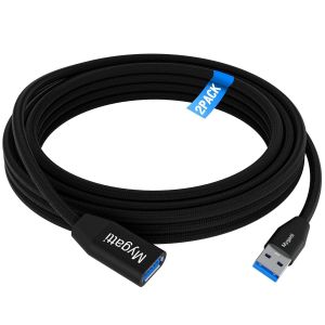 AYU-Câble d'extension USB 3.0 1 mètre (paquet de 2),cordon d'extension de type A mâle à femelle,nylon tressé,transfert de données 5 Gbit/s,compatible avec webcam,appareil photo,clé USB,disque dur etc - Neuf