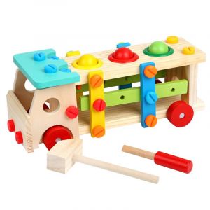 Tabouret marteau jouet en bois Bricolo Center, Puzzle en bois de construction B - Neuf