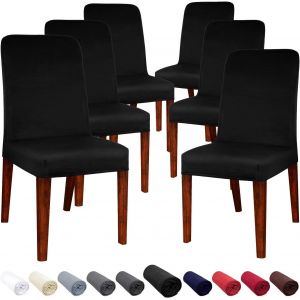 Housse De Chaise Salle À Manger Extensible Couverture Protecteur De Chaise Élastique Amovible Lavable Moderne Pour Décor Hôtel Restaurant Réunion Fête Banquet De Mariage 6 Pièces (Noir) - Neuf