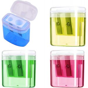 Chenquansarl-Pièces Taille Crayons Manuel Avec Reservoir, Taille Crayon Avec Récipient Petit En Plastique Portable Double Trou Coloré Avec Couvercle Pour Étudiants École Maison Fournitures Bureau Sco - Neuf