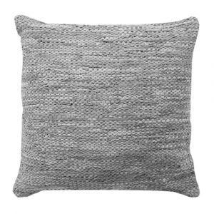 Coussin En Cuir Tressé Gris Clair 45x45 - Neuf