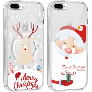 TRAHOO-2 Pi&egrave;ces No&euml;l Coque Magn&eacute;tique pour iPhone 8/7/SE 2022/SE 2020 4,7'', Etui en Motif Dessin Cadeau de No&euml;l Compatible avec MagSafe, Housse Christmas Bumper Cover pour iPhone 8, P&egrave;re No&euml;l 02 - Neuf