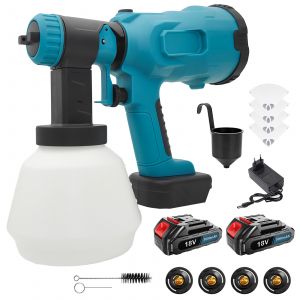 Pulv&eacute;risateur HVLP sans fil, pistolet pulv&eacute;risateur portable, &eacute;quip&eacute; de deux batteries 3,0 Ah, quatre buses et un r&eacute;servoir de 1 000 ml, pour une utilisation domestique/peinture/bricolage. - Neuf