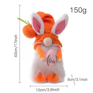 Poup&eacute;e Gnome Sans Visage De P&acirc;ques Super Mignon Peluche Lapin Jouet Ornement De Bureau Cr&eacute;atif Pour La Maison Salon Chambre Orange - Neuf