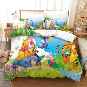 Winnie The Pooh Housse De Couette En D Sur Le Th&iquest;&iquest;Me De Cartoon Parure De Lit Pi&iquest;&iquest;Ces En Microfibre Style Avec Taie D'oreiller Double&pound;&iquest;Xcm&pound;&copy; - Neuf