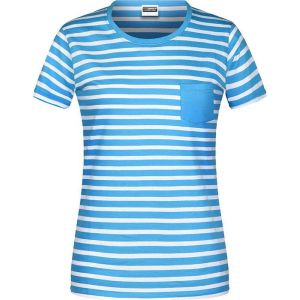 T-Shirt Ray&eacute; Coton Bio Marini&egrave;re Pour Femme - 8027 Bleu Atlantique - Neuf