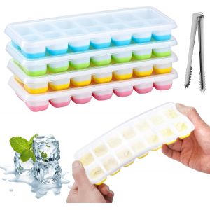 Kal-Lot De 4 Moule A Glacon Empilable, Bacs À Glaçons Sans Bpa Et Empilables. Glacon Moule Reutilisable Pour Whisky, Cocktail, Glaces, Congélateur, Boissons - Neuf