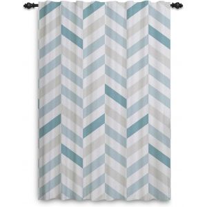 Chenquansarl-Rideaux G&eacute;om&eacute;triques Pli Crayon Chevron Stripes Luxe Moderne Rideaux Bleus Pour Chambre &Agrave; Coucher Salle &Agrave; Manger Cr&egrave;che Bureau &Agrave; Domicile Rideaux &Agrave; Motifs 107x160cm 1 Panneau - Neuf