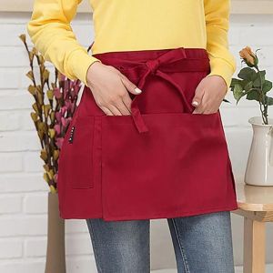 Tablier De Cuisine Demi-Taille À Double Évent Pour Femmes Et Hommes,Court,Antisalissure,Travail,Bar,Pub,Serveuse,73.Wine-Split. - Neuf