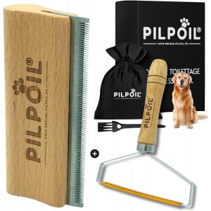 Pack Pro - Brosse Anti Poils Court Pour Chien + Raclette Anti-Poils Animaux - &Eacute;limine 95% Du Sous-Poil - Outil Anti Mue En Bois De Qualit&eacute; - Accessoire De Toilettage - Taille L[Z50] - Neuf
