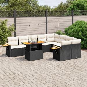 Prolenta Premium - Salon De Jardin 10 Pcs Avec Coussins Noir R&eacute;sine Tress&eacute;e - Neuf