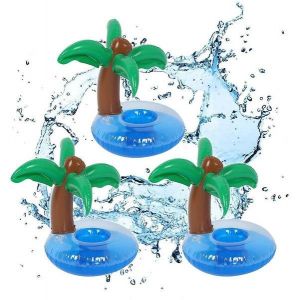 Porte-Gobelets Gonflables En Forme De Cocotier Tropical &iquest; Lot De 3 Pour S'amuser Et Se D&eacute;tendre Au Bord De La Piscine - Neuf