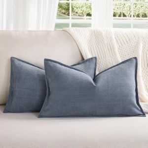 Cauc-Housse De Coussin Bleu 30x50, Lot De 2 Housse Coussin En Chenille Coussin Canape Pour Canap&eacute; Au Design &Eacute;l&eacute;gant, Coussins D&eacute;coratifs Doux Et Luxueux Pour Canap&eacute;, Lit Et D&eacute;coration De La Maison - Neuf