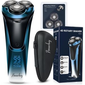 Rasoir &iquest;&iquest;Lectrique Pour Hommes Avec 3 T&iquest;&ordm;tes De Rechange/Rasage Humide Ou Sec/Autonomie De 99 Min/Avec Tondeuse R&iquest;&iquest;Tractable/?Tui De Rangement & Brosse De Nettoyage - Neuf