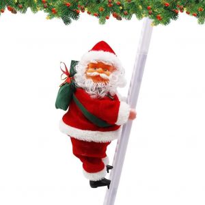 Sur l'&Eacute;chelle de Santa, No&euml;l, Figurine Ornement, &Eacute;lectrique &agrave; l'&Eacute;chelle du p&egrave;re No&euml;l, pour la F&ecirc;te de No&euml;l, D&eacute;coration de Porte de D&eacute;coration de Cadeaux - Neuf